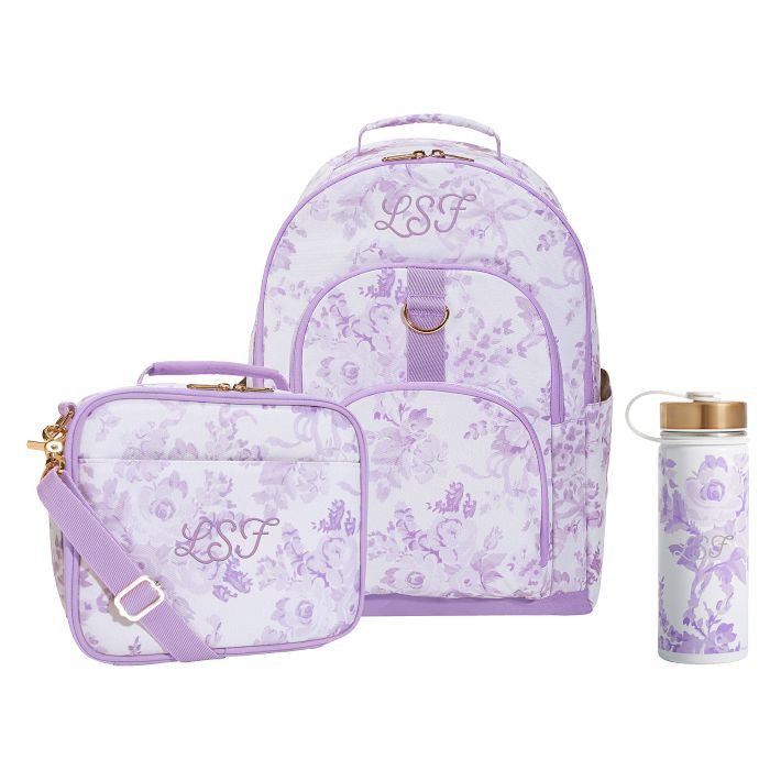 Gear-Up LoveShackFancy Lavender Damask Backpack and Cold Pack Lunch Box Bundle, Set of 3 | Pottery Barn Teen