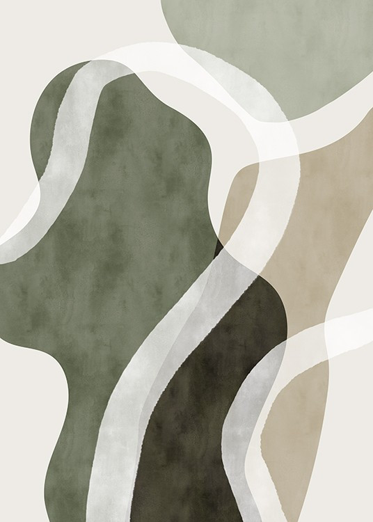 Abstract Green Shapes No1 Print | Desenio