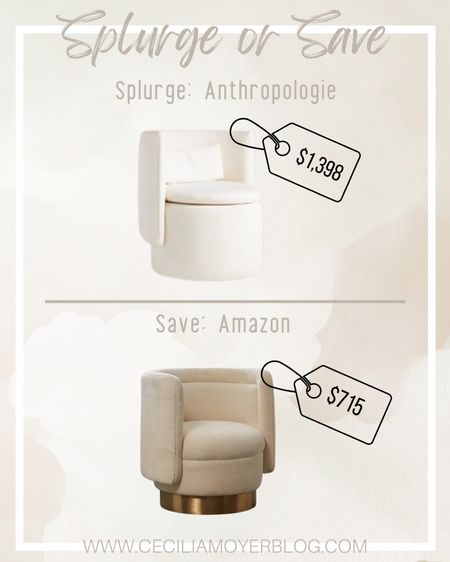 Splurge & save on these accent chairs for your living room!  Anthropologie vs Amazon - modern furniture - modern style - amazons find - Amazon home

#LTKhome #LTKsalealert