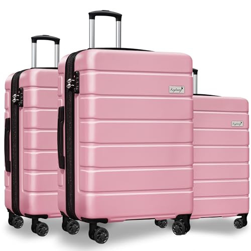 KEYTANG Luggage Light weight Hardside Expandable Luggage Spinner Wheels Luggage Suitcase W/TSA Lock 3-Piece Luggage Set,Include 20”Carry on Luggage Suitecase(20/24/28), Pink | Amazon (US)