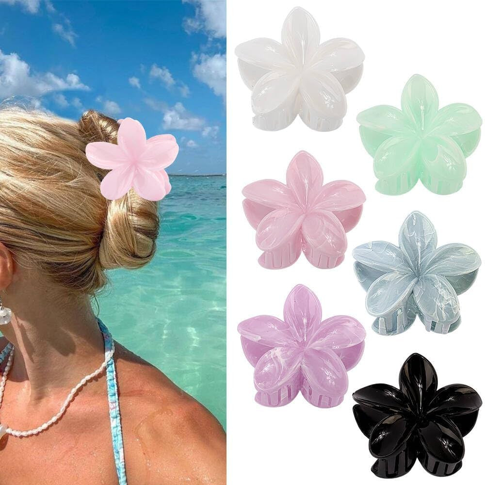6 Pcs Hawaiian Flower Hair Claw Clips for Women Cute Hibiscus Non Slip Hair Barrettes Multi Color... | Amazon (US)