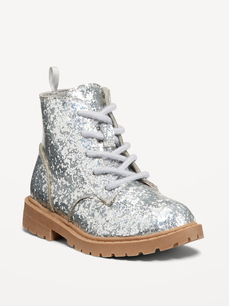 Glittery Side-Zip Combat Boots for Toddler Girls | Old Navy (US)