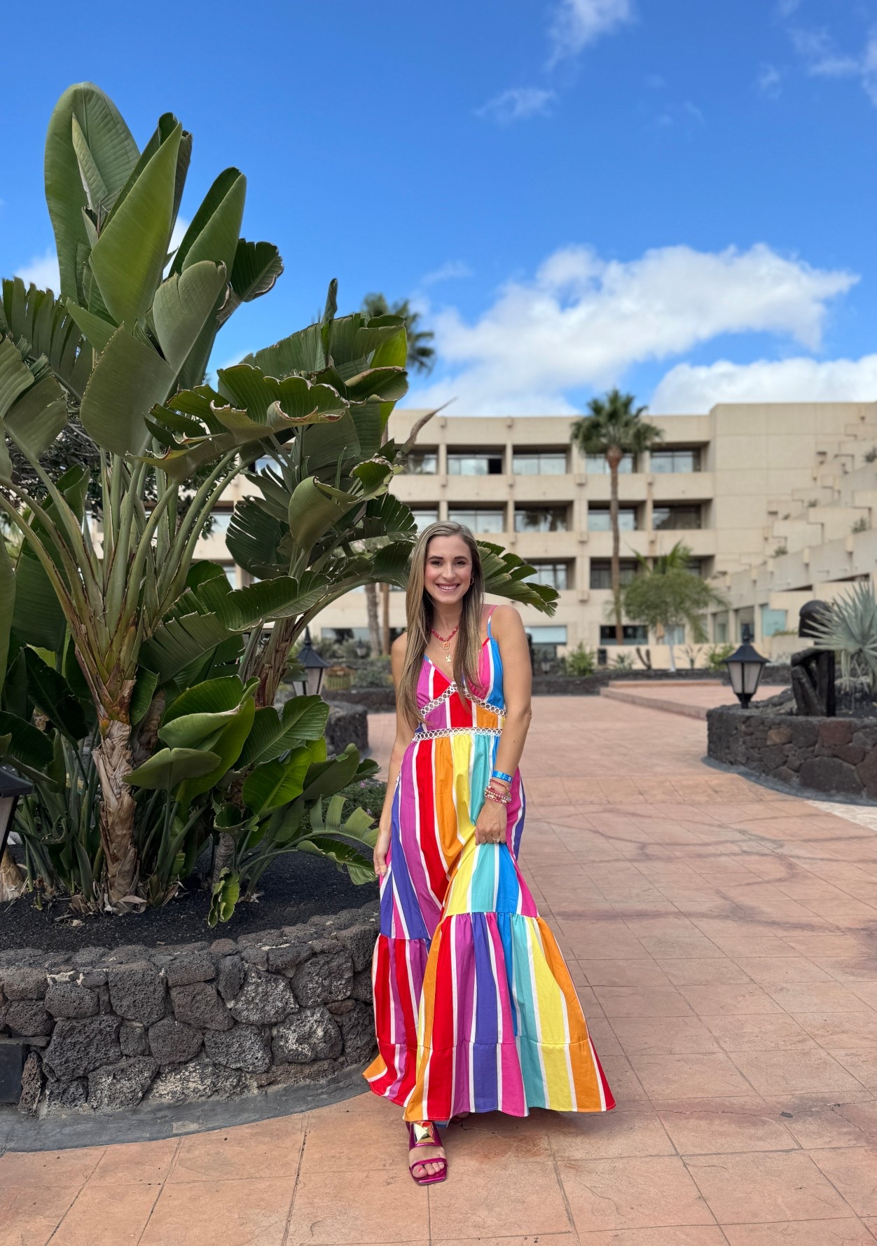 Colorful maxi dress. Vacation style. Vacay. Beach trip. Vibrant. Bright style. Maximalist. Stripes. 

#LTKTravel #LTKFindsUnder50