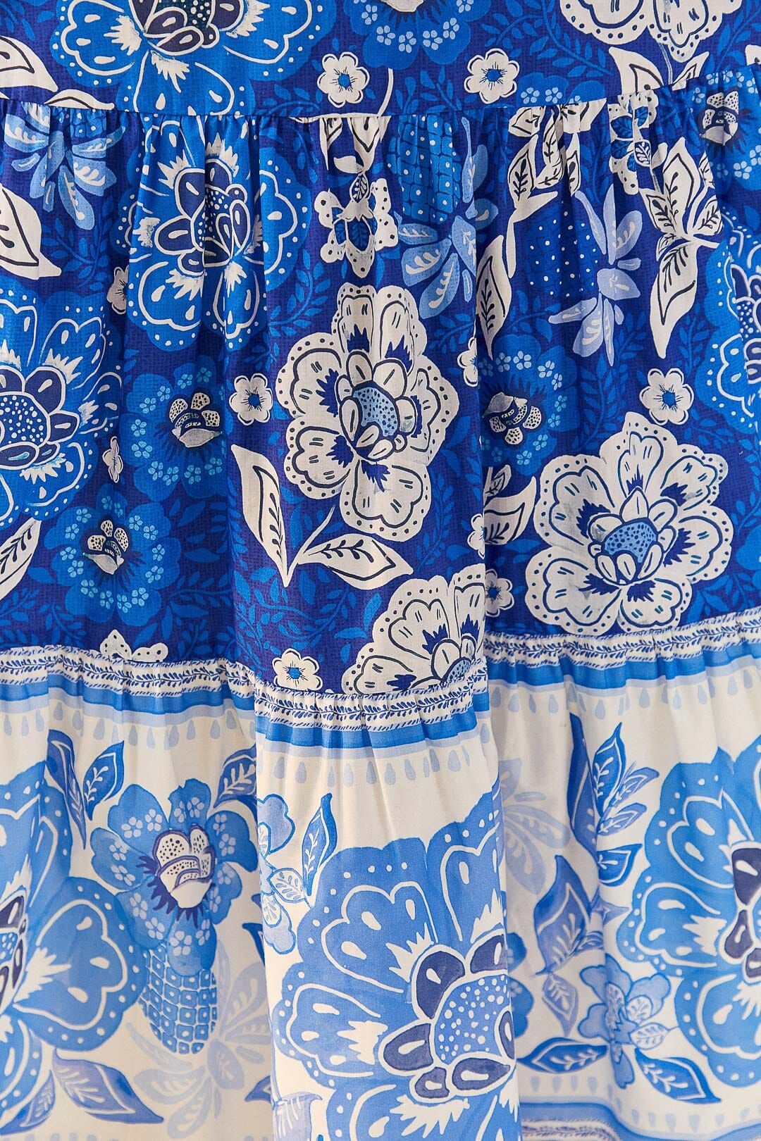 blue full of flowers organic cotton midi dress | FarmRio
