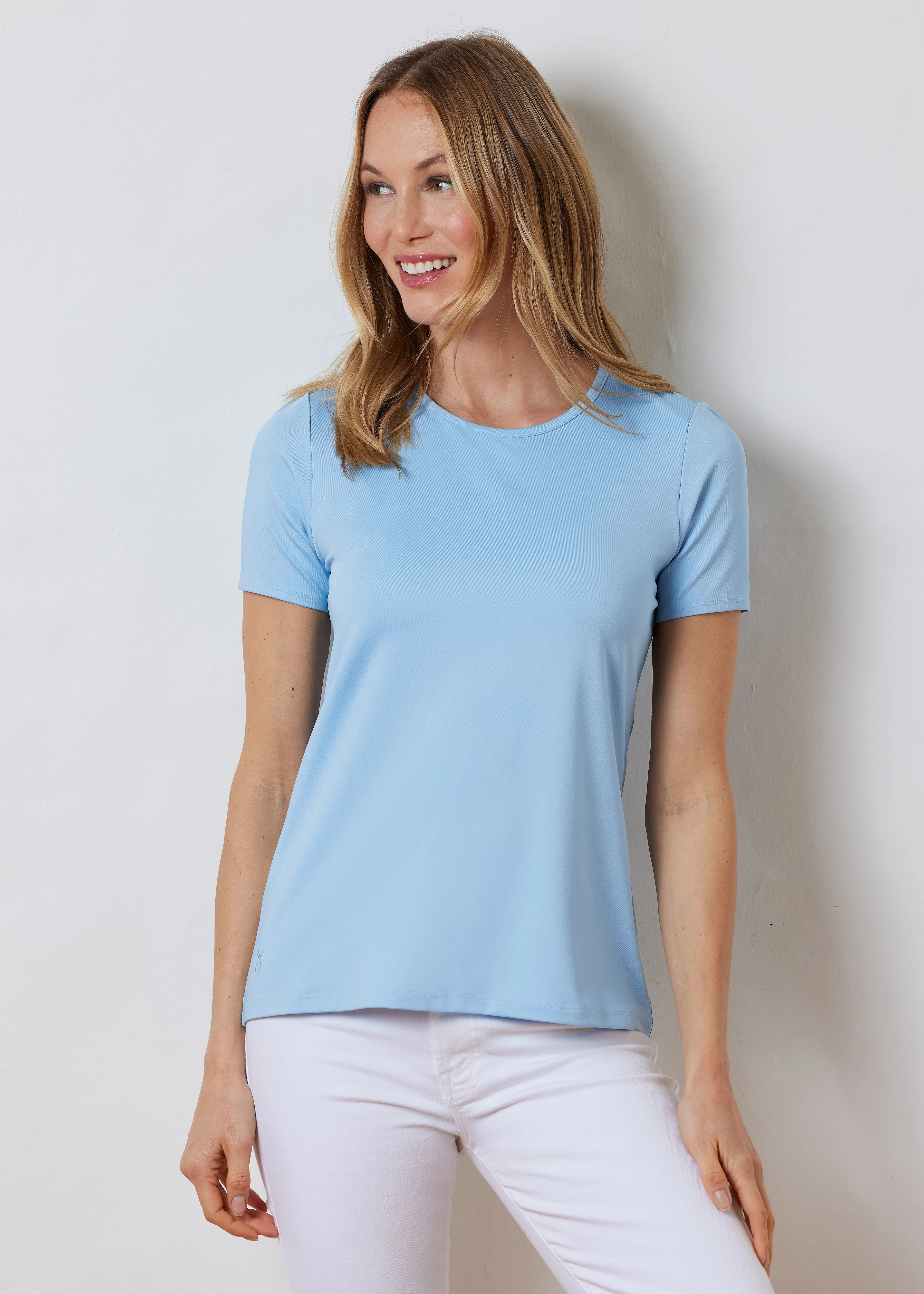 Bali Top in Luxe Stretch (Ice Blue) | Dudley Stephens