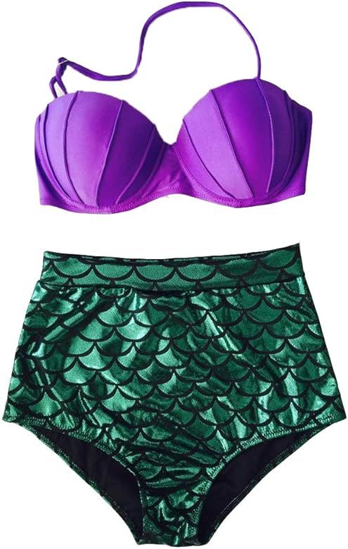 Women's Glitter Mermaid Bikini High Waist Swimsuit Sexy Bikini | Amazon (US)