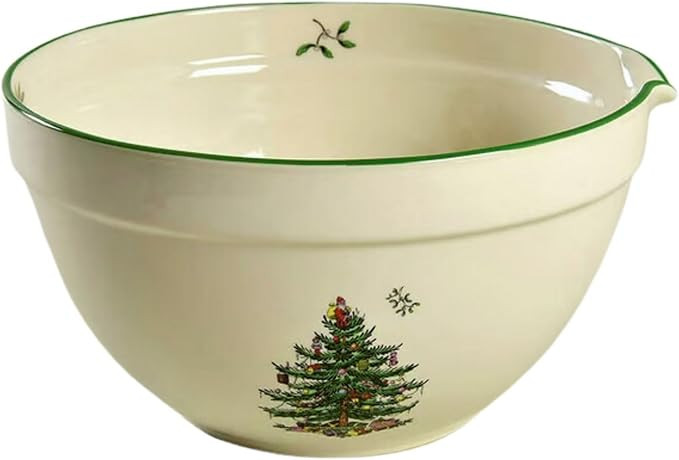 Spode Christmas Tree Mixing Bowl with Spout, 2-Quart Batter Bowl, 9-Inch Holiday Serving Dish, Di... | Amazon (US)