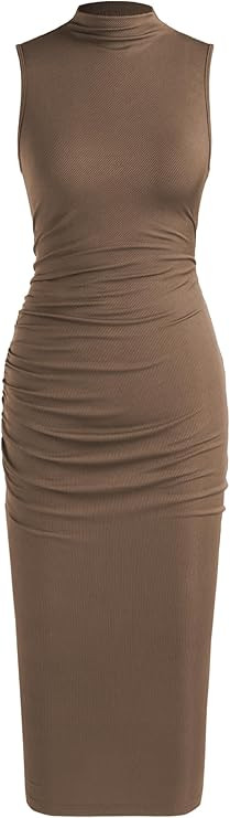 CIDER High Neck Ruched Midi Dress | Amazon (US)