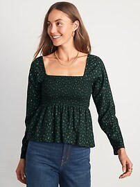 Floral Smocked Babydoll Blouse for Women | Old Navy (US)