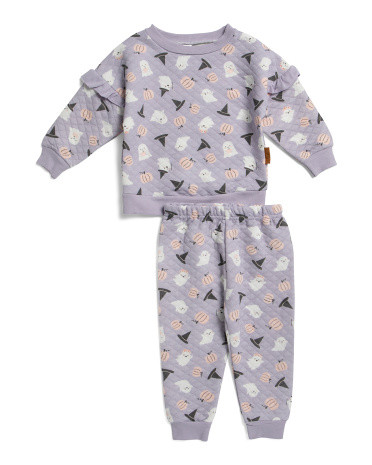 Infant Girls 2pc Quilted Ghost Sweatshirt And Joggers Set | TJ Maxx