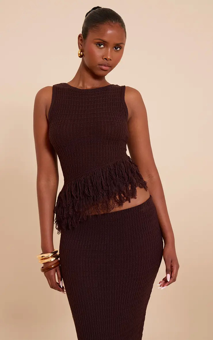 Chocolate Loop Knit Vest | PrettyLittleThing UK