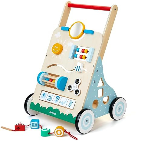 Wooden Baby Walker, 10 in 1 Baby Activity Center Walker Adjustable Wood Toddler Walker Push Walke... | Amazon (US)