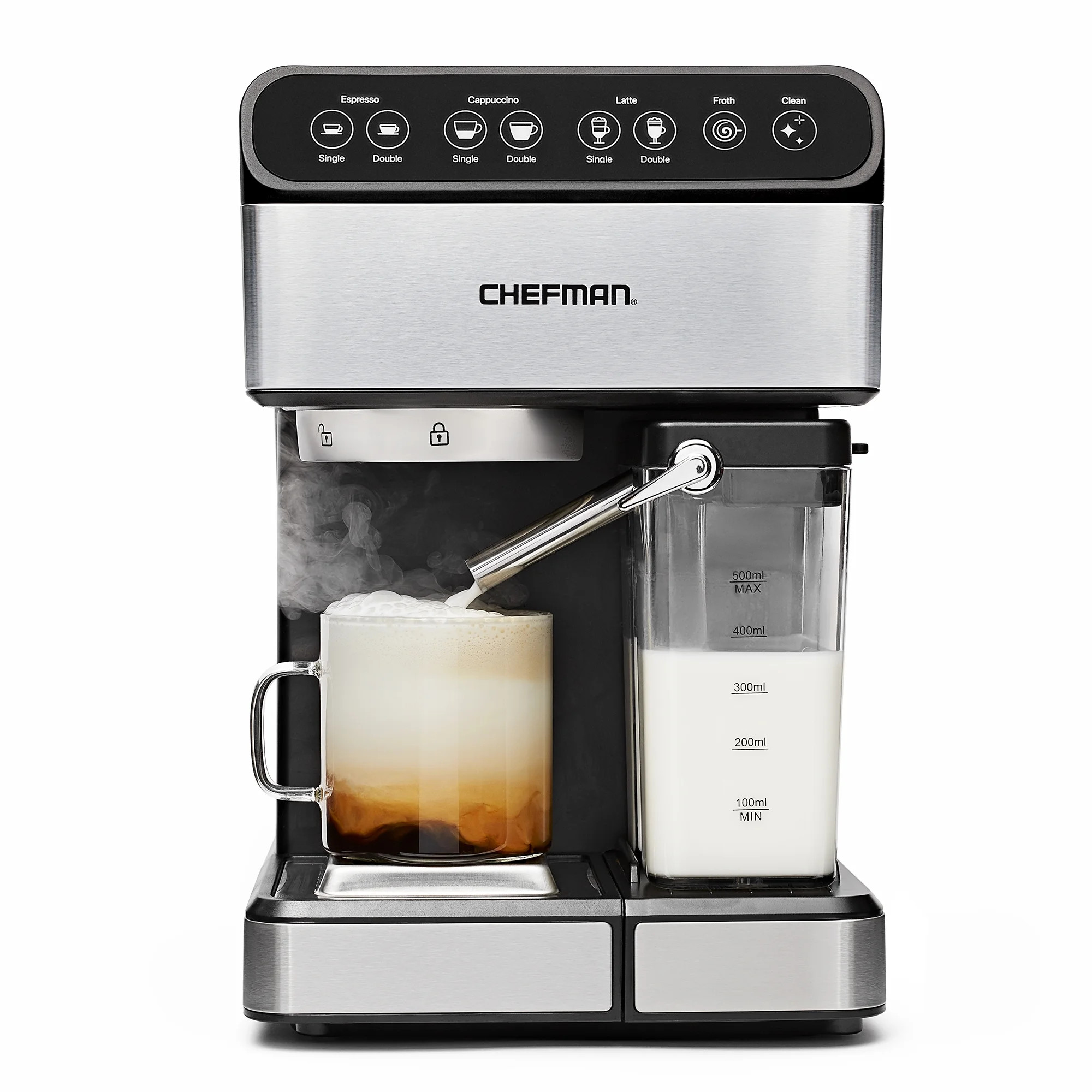 Chefman Digital Espresso Machine with Milk Frother, 15 Bar, Silver Stainless Steel, New - Walmart... | Walmart (US)