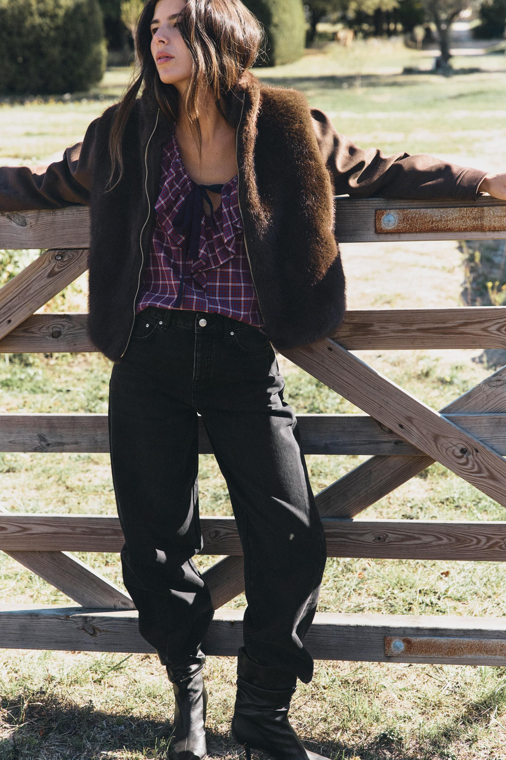 Zara - Faux Fur Zip Vest - Women - Taupe Brown - Women | Zara US