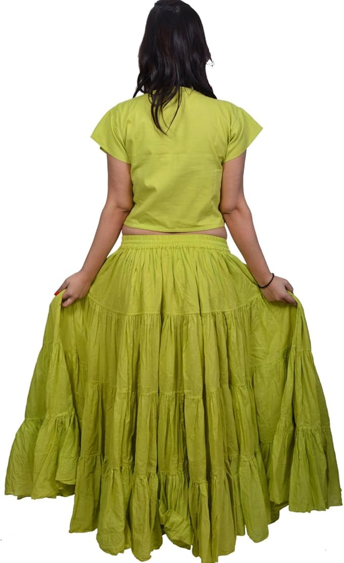 Wevez Women's Gypsy 25 Yard Solid Color Cotton Skirt | Amazon (US)