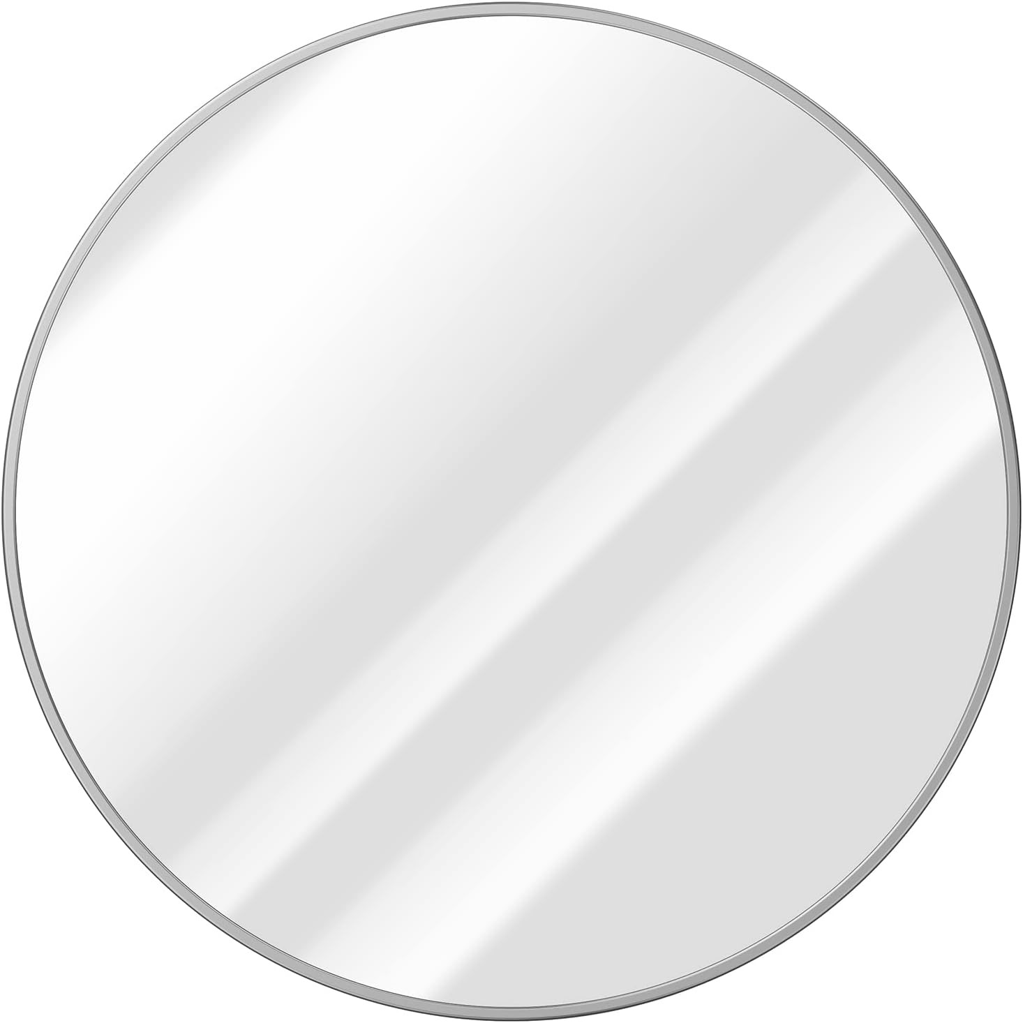 YAZIZI Silver Round Mirror, Circle Mirror 36 inch Silver Frame Round Mirror for Bathroom Vanity W... | Amazon (US)