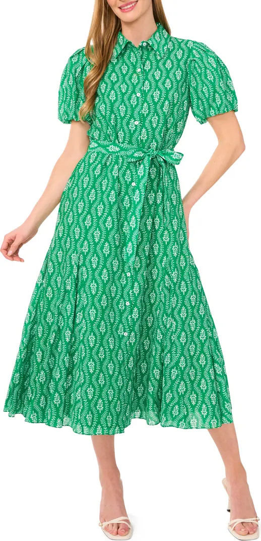 Floral Short Sleeve Midi Shirtdress | Nordstrom