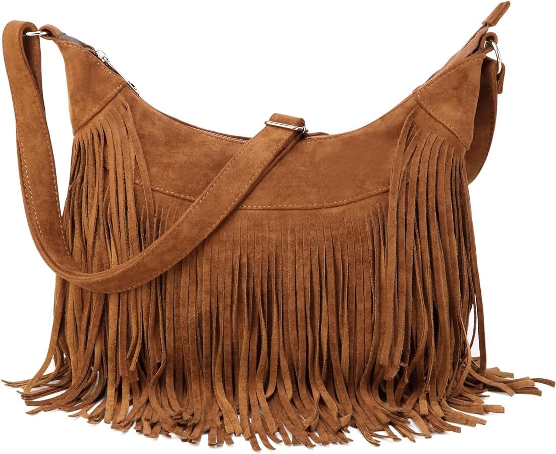 Sunwel Fashion Women Fringe Hobo Bag Western Purse Shoulder Bag Vegan Suede Tassel Hippie Crossbo... | Amazon (US)