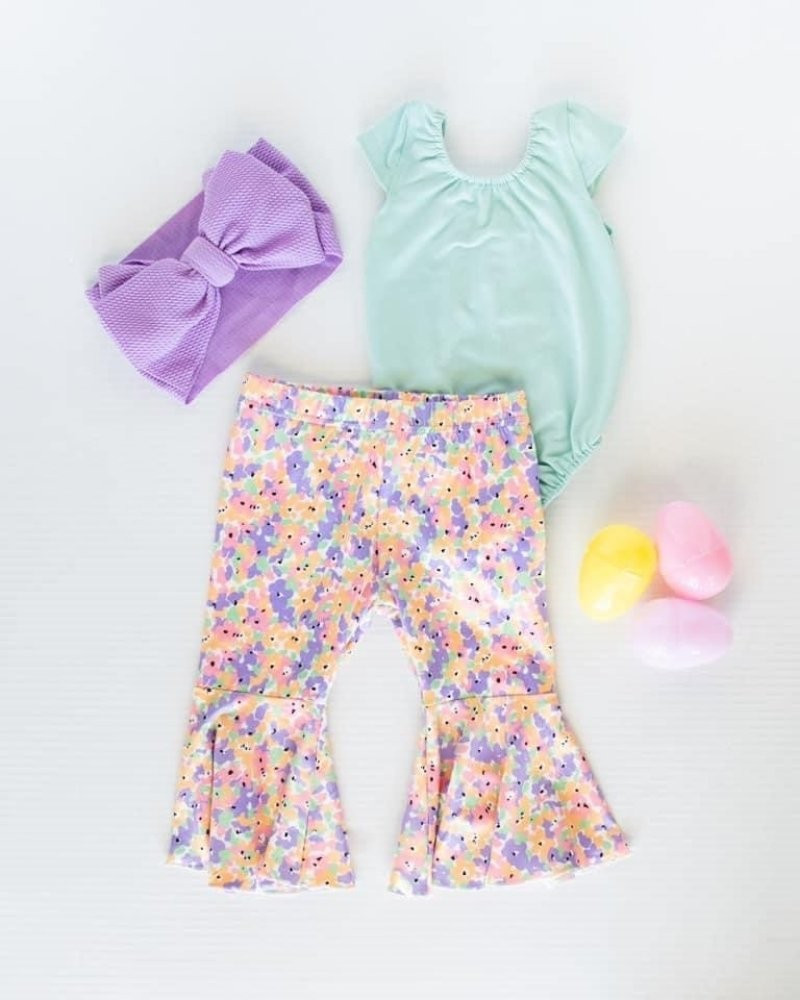 Lina Pleated Bell Bottoms - Colorful Floral | Bailey's Blossoms