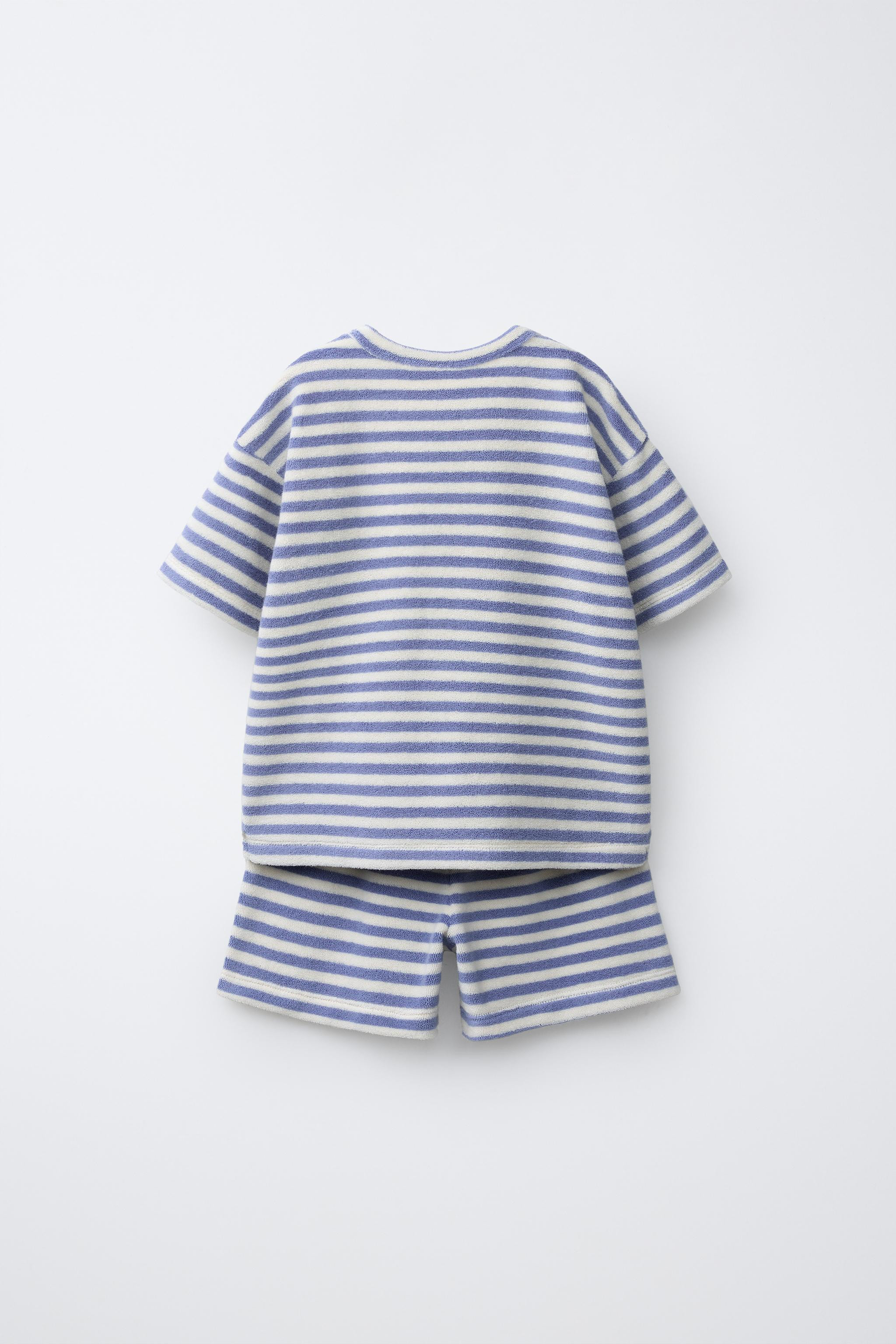 STRIPED TERRY CLOTH T-SHIRT AND BERMUDA SET | Zara US
