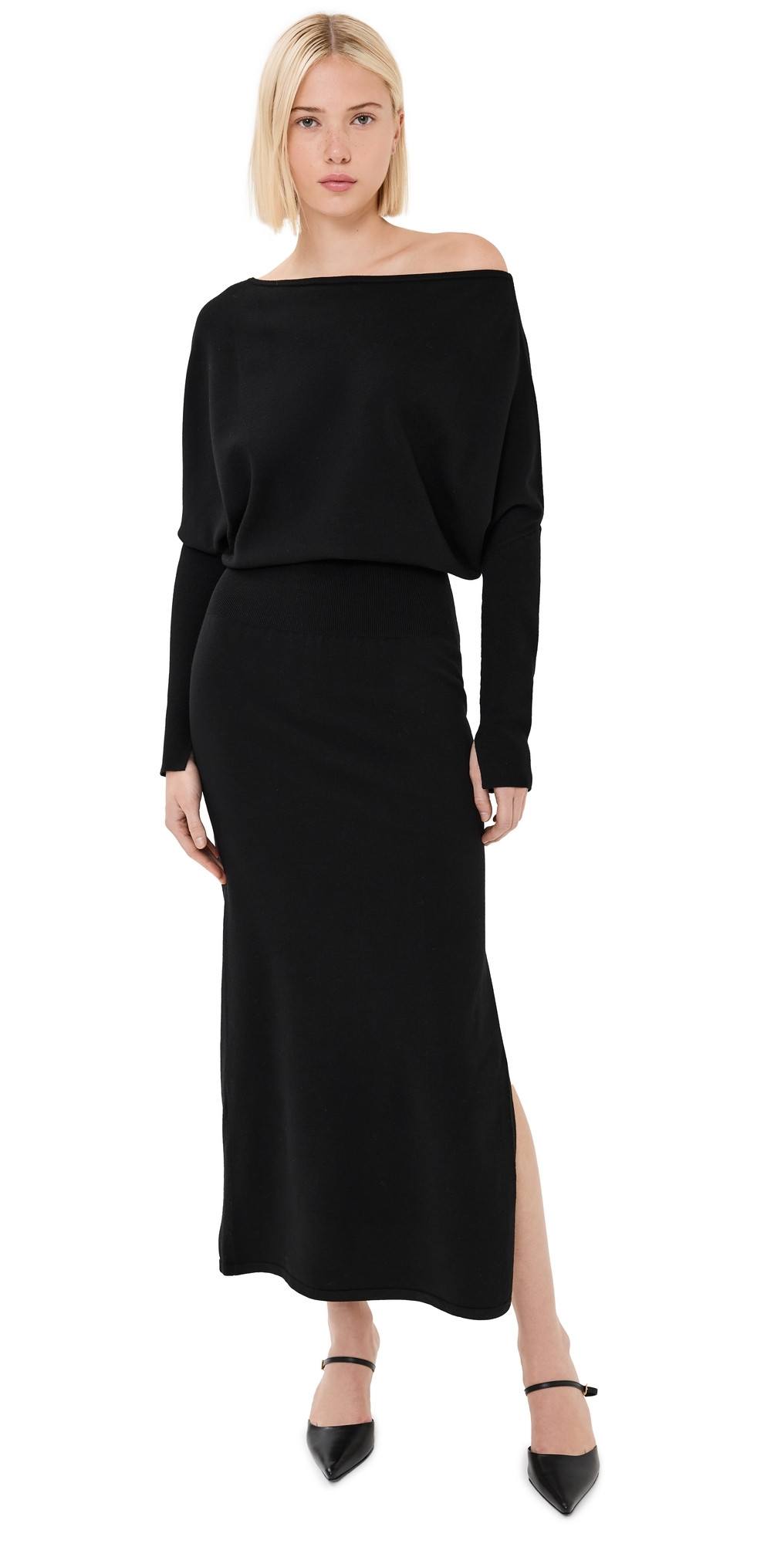SIMKHAI Janese Off Shoulder Midi Dress Black L | Shopbop