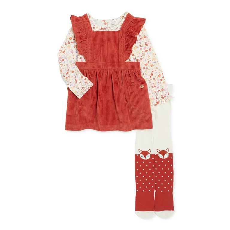 Wonder Nation Baby Girls Pinafore Dress, Sizes 0M-24M - Walmart.com | Walmart (US)