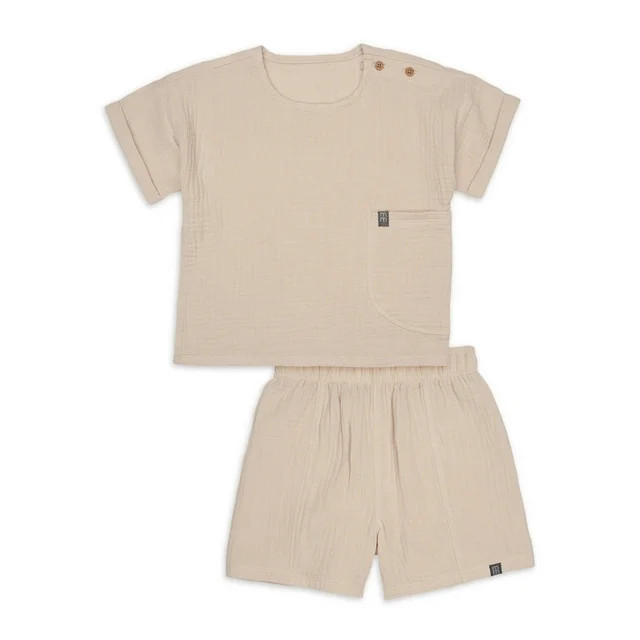 Modern Moments by Gerber Toddler Boy Casual Cotton Gauze Outfit Set, Sizes 12M-5T | Walmart (US)