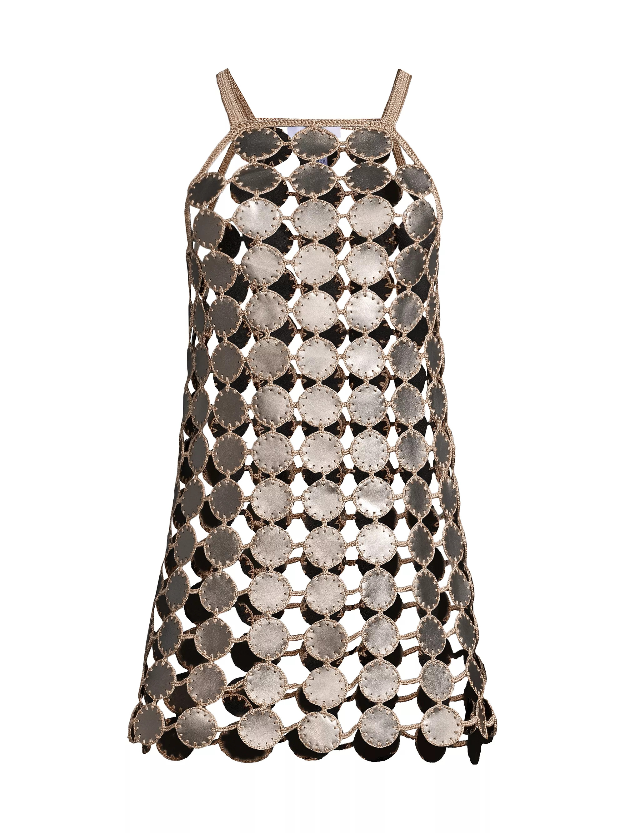 Shop My Beachy Side Crochet Faux-Leather Halter Minidress | Saks Fifth Avenue | Saks Fifth Avenue