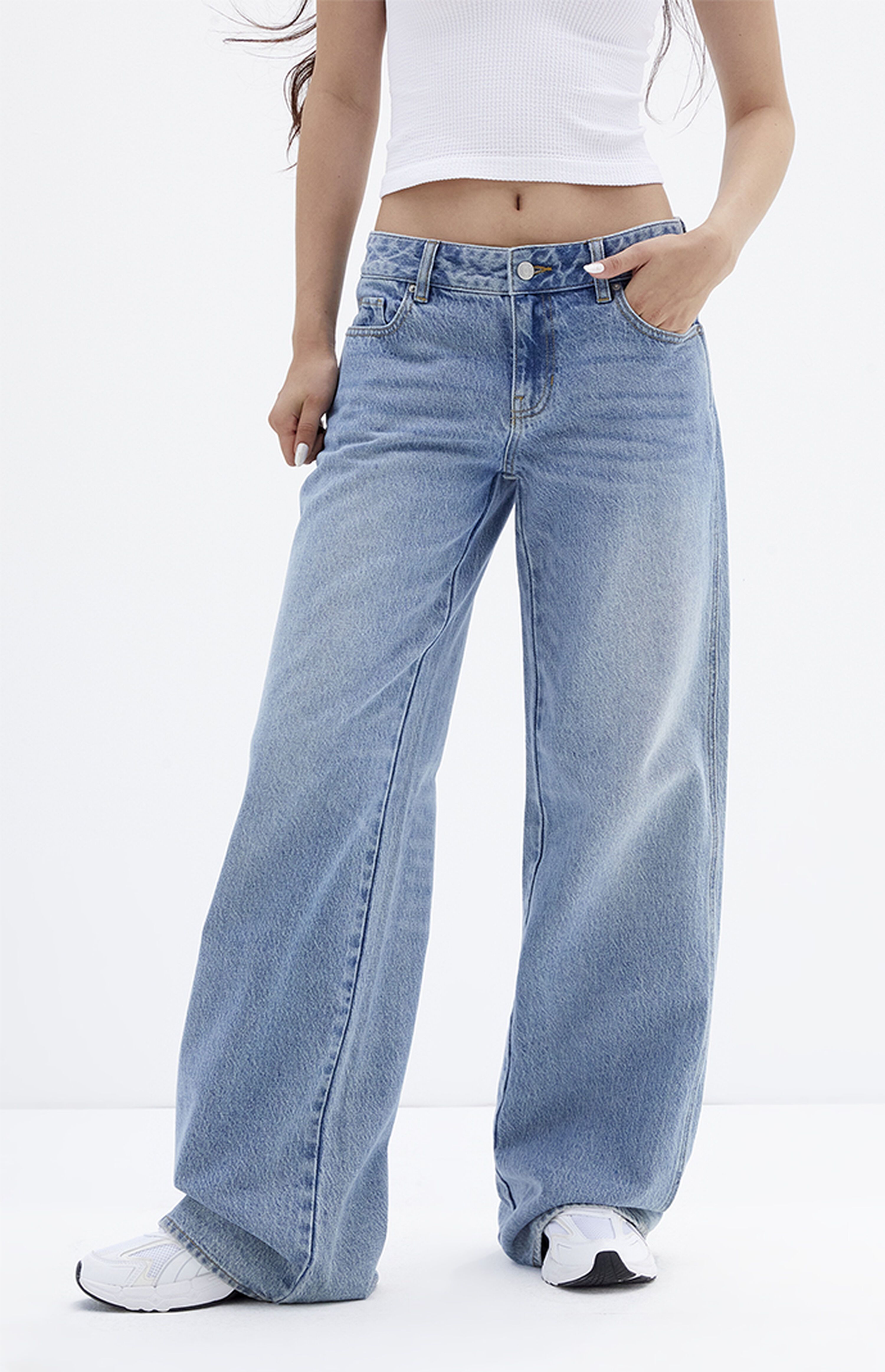 PacSun Eco Medium Blue Low Rise Baggy Jeans | PacSun