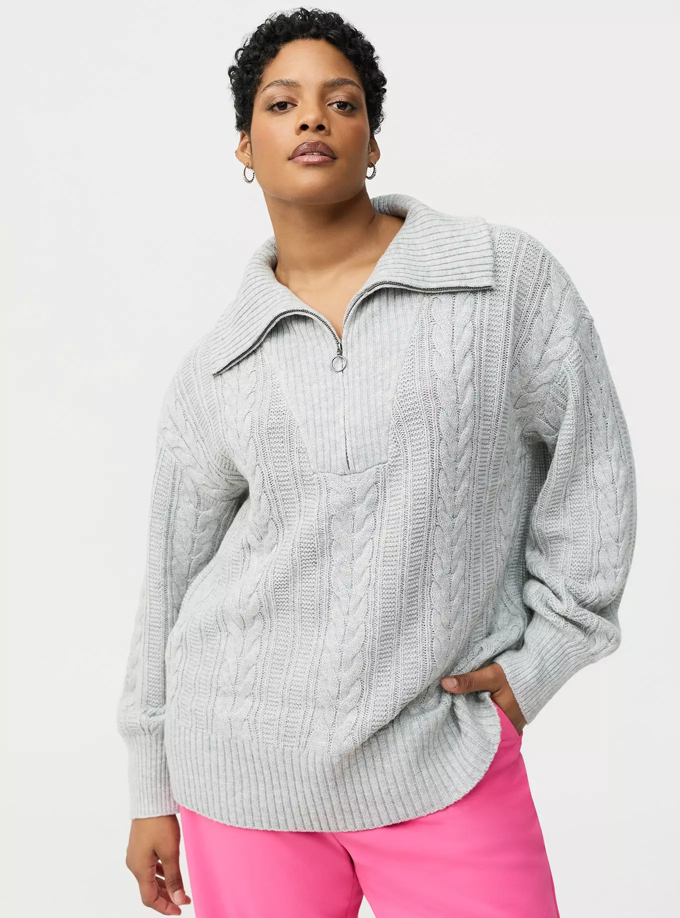 Cable Knit Half-Zip Pullover Sweater | Torrid (US & Canada)