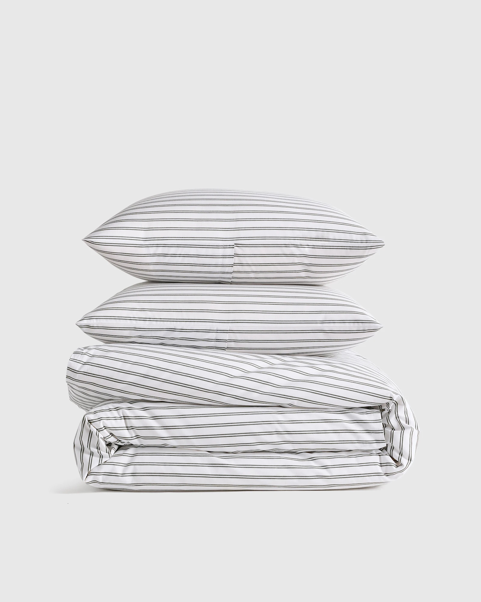 Classic Organic Percale Double Stripe Duvet Cover Set | Quince