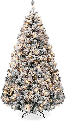 Best Choice Products 9ft Pre-Lit Snow Flocked Artificial Holiday Christmas Pine Tree for Home, Offic | Amazon (US)