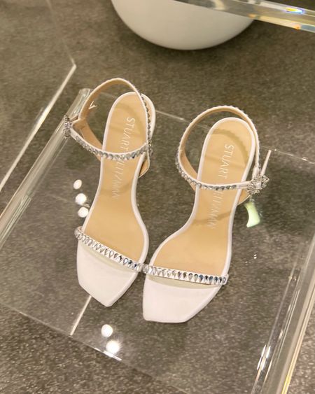 White high heel sandals with crystal detailing for wedding or graduation dress.

#LTKshoecrush #LTKU #LTKwedding