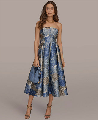 Women's Strapless Floral Midi Cocktail Dress | Macy's