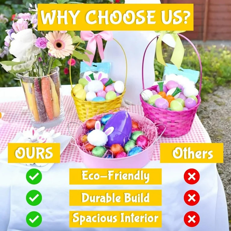 Fun Express 12 pieces Large Solid Color Easter Bamboo Baskets, Create Lasting Memories, Celebrate... | Walmart (US)