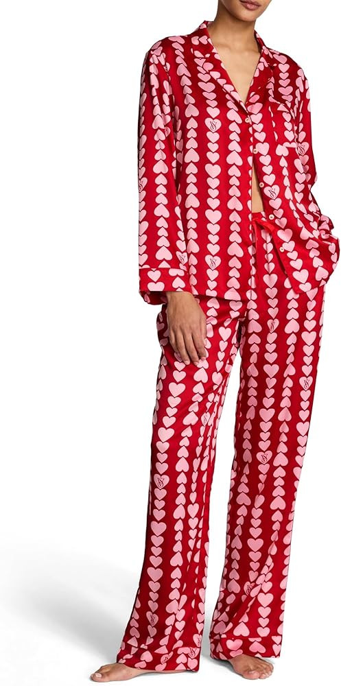 Victoria's Secret Satin Pajama Set, Long Sleeve Button Down Shirt & Pants, Sleepwear for Women (X... | Amazon (US)