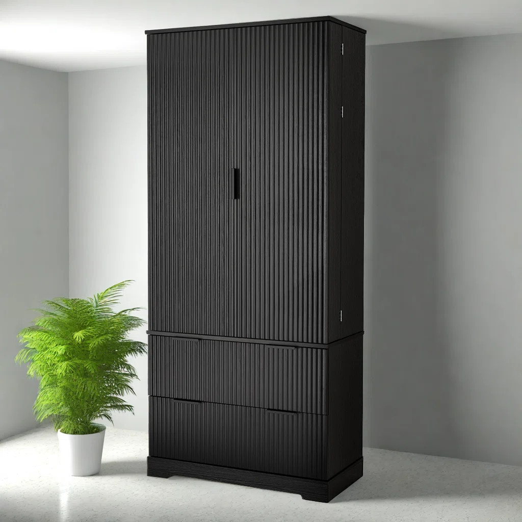 72" Fluted Kitchen Pantry Cabinet â€“ MDF with 8-Door Spice Rack, 2 Large Soft-Close Drawers... | Wayfair North America