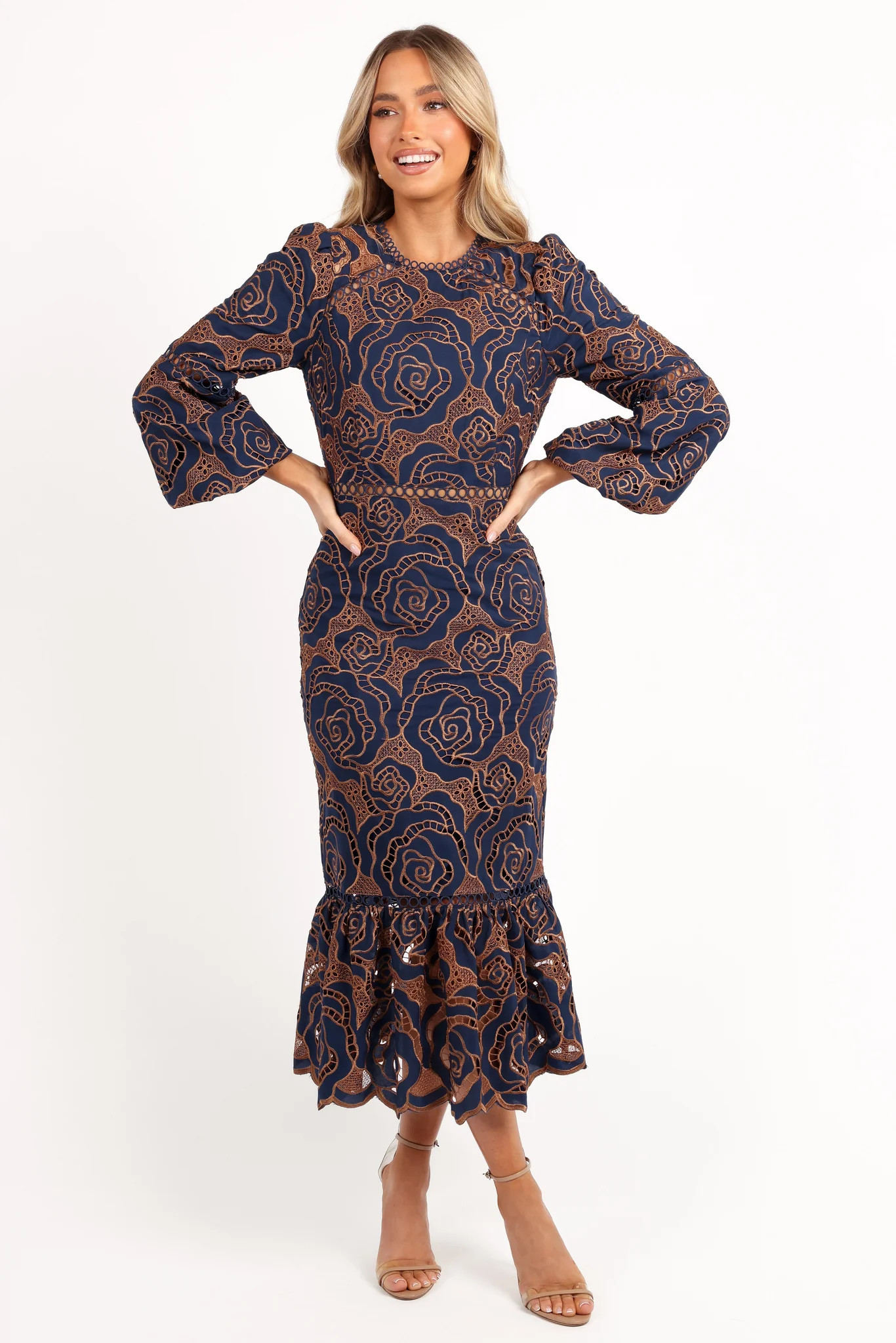 Pierre Long Sleeve Lace Maxi Dress - Navy | Petal & Pup (US)