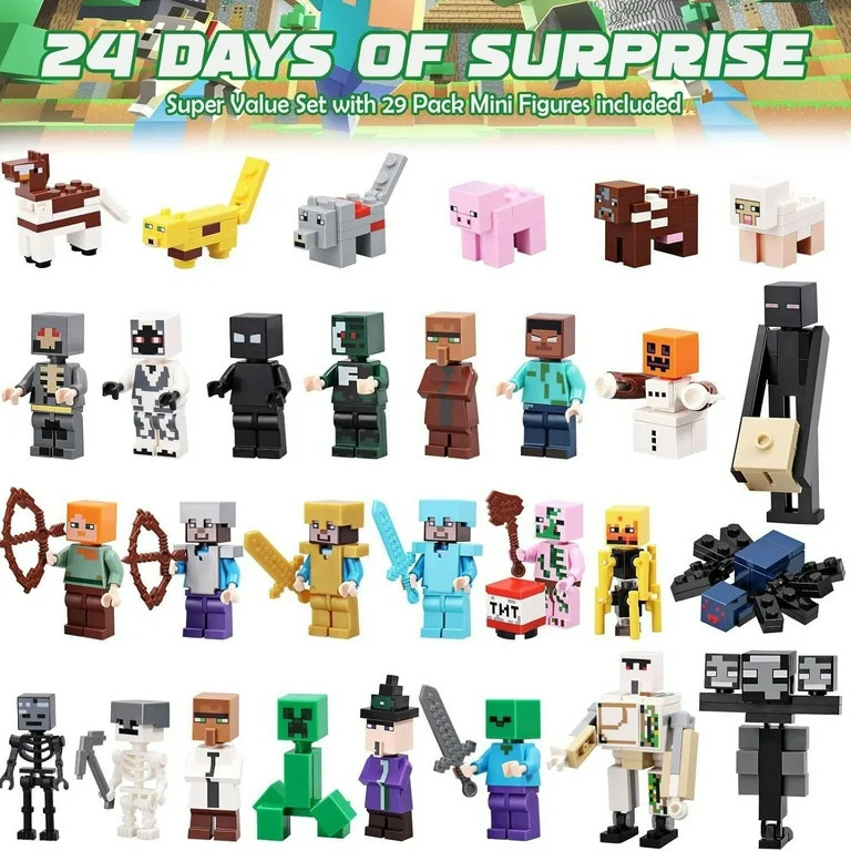 Christmas Advent Calendar 2025,Minecraft Christmas Countdown Calendars,24 Days of Xmas Surprises,... | Walmart (US)