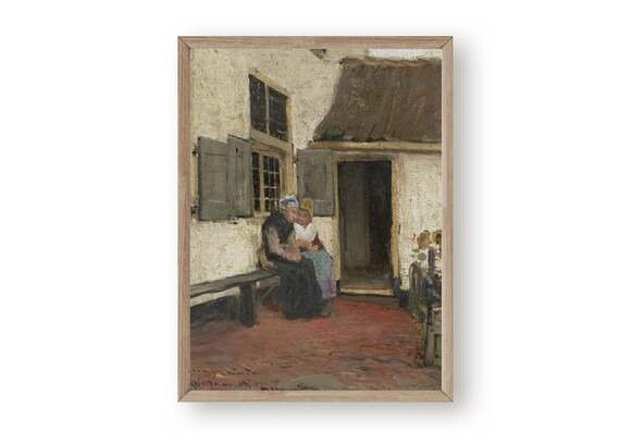 Farmhouse Decor, Vintage Art Print, Antique European Neighborhood Painting, Printable Vintage Art... | Etsy (US)