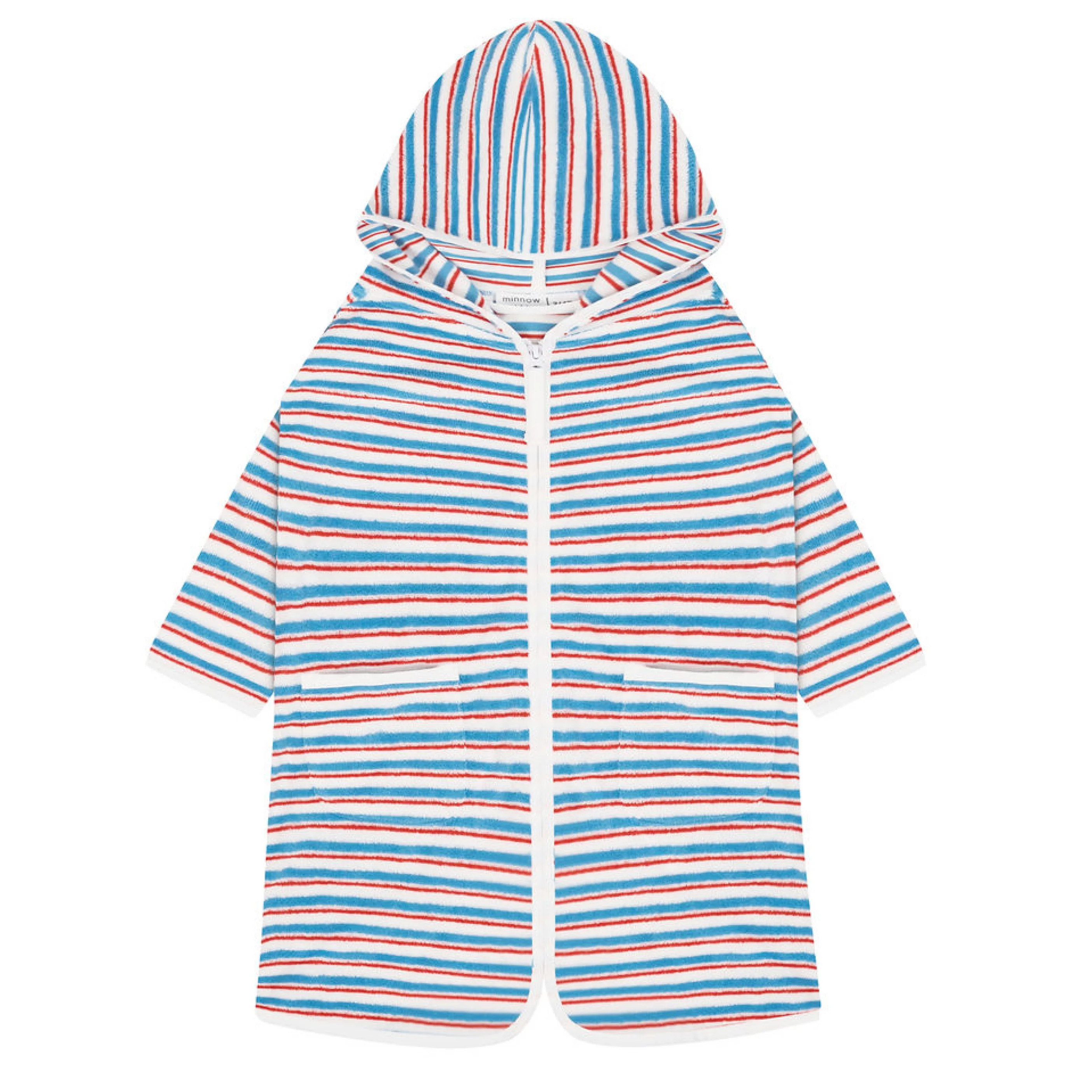 unisex jetty stripe french terry hooded zipper coverup | Minnow