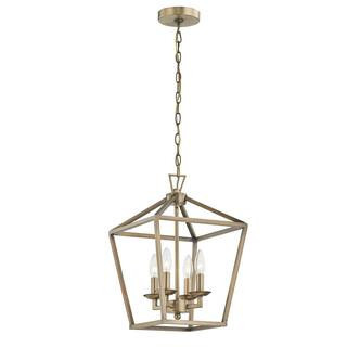4-Light Pendant Light Soft Gold Farmhouse Light Fixture with 4 Feet Adjustable Chain | The Home Depot