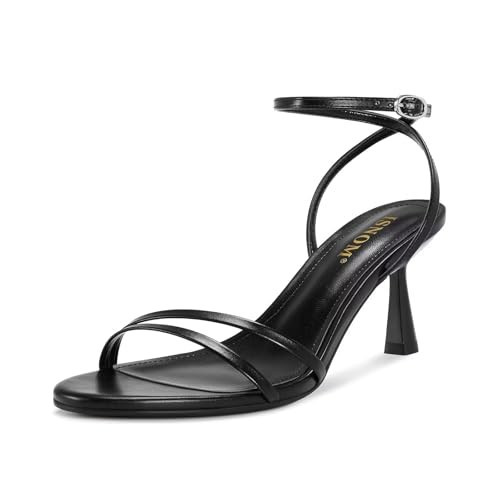 ISNOM Black Heels For Women Black Strappy Heels For Women Black Sandal Heels For Women Low Heels Kitten Heels For Women Comfortable Heels For Women Dressy Heels Black Strappy Heels Womens Sandal Heels | Amazon (US)