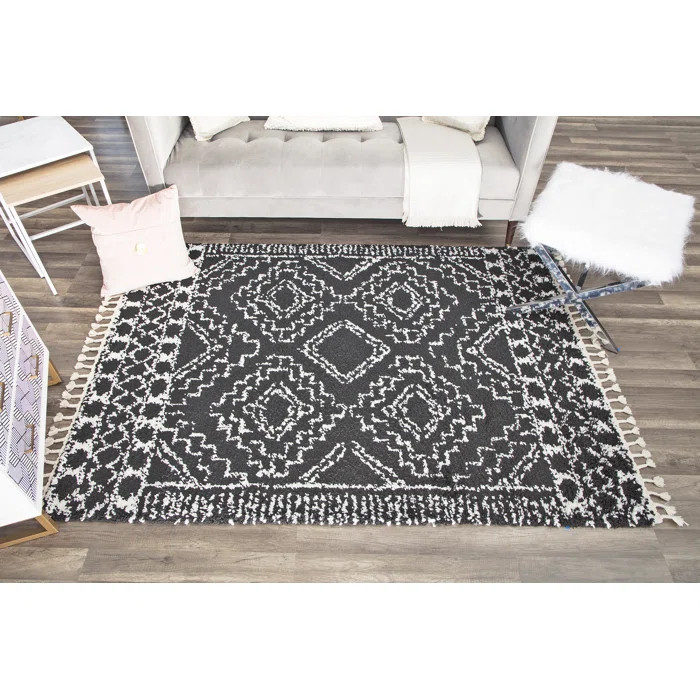 Agra Black/White Area Rug | Wayfair North America