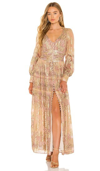 Noor Maxi Dress in Beige & Brown | Revolve Clothing (Global)