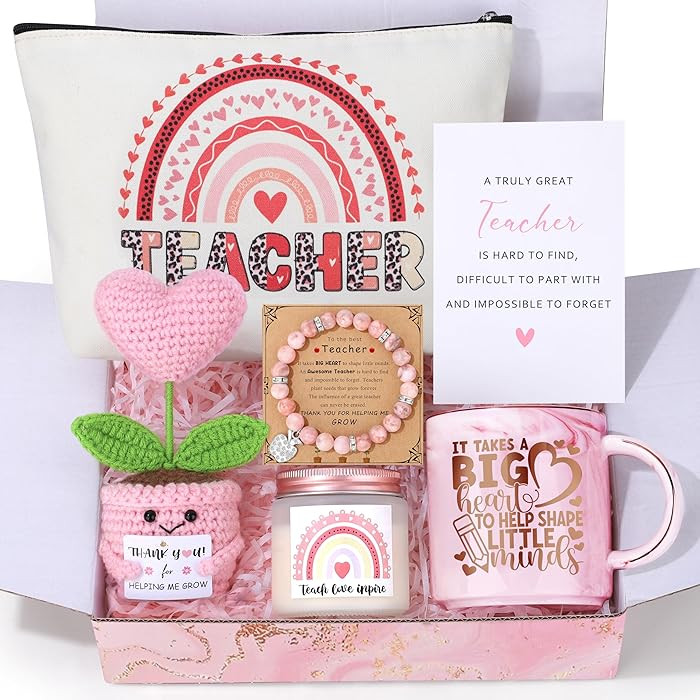 Teacher Valentines Day Gifts for Women 7 Pcs, Teacher Appreciation Gifts for Teachers Basket for ... | Amazon (US)
