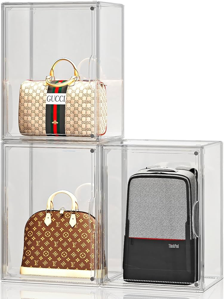 Purse Organizer for Closet, Handbag Storage, Clear Acrylic Display Case for Collectibles, Stackab... | Amazon (US)