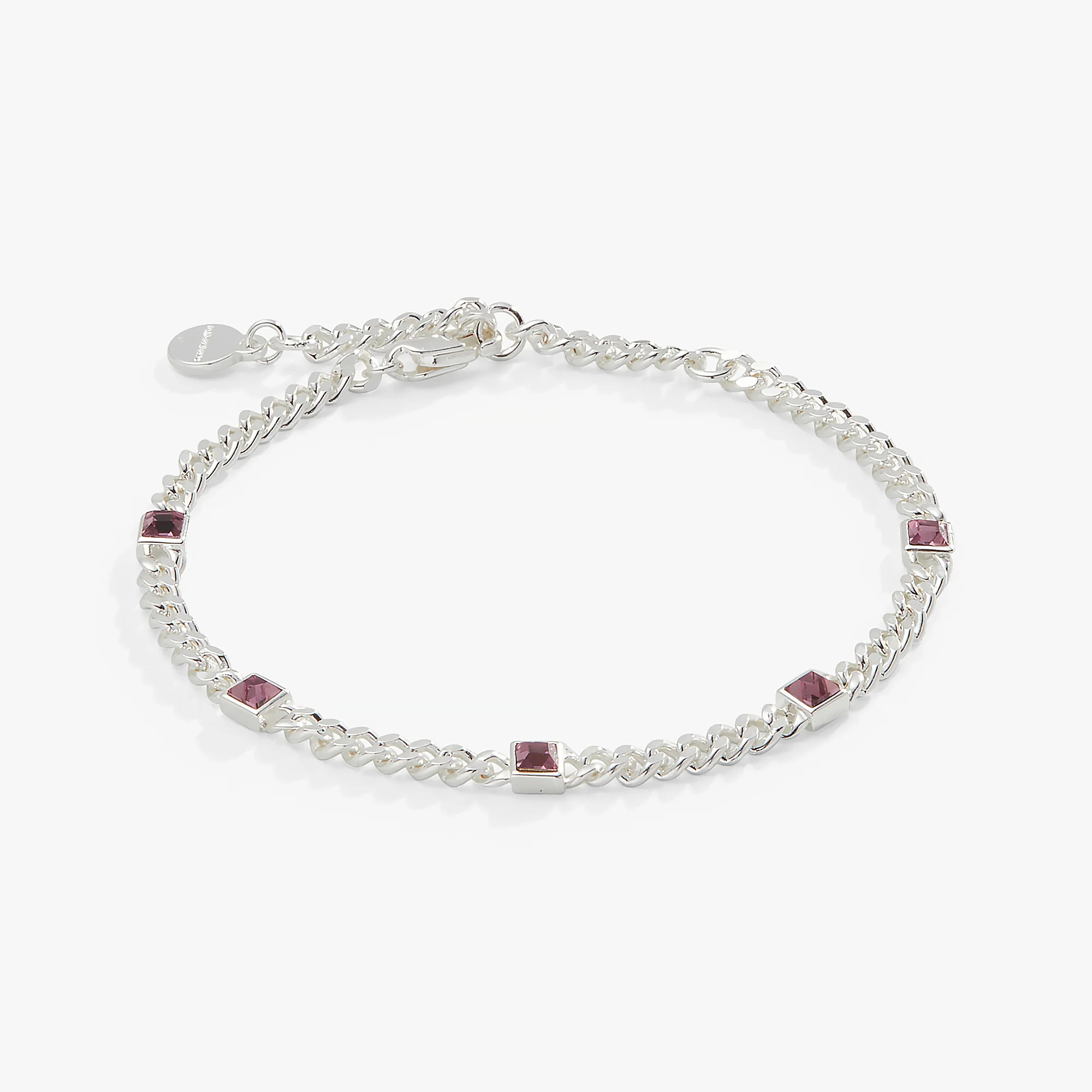 Light Amethyst Curb Chain Bracelet, June Birthstone | Alex and Ani