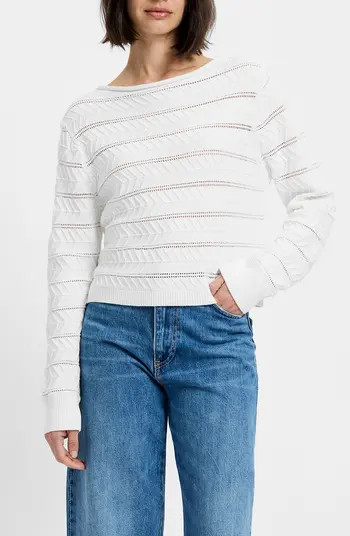 Mozart Open Stitch Stripe Cotton Sweater | Nordstrom
