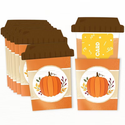Big Dot of Happiness Fall Pumpkin Coffee Cup Gift Card Holders with Envelopes Halloween or Thanksgiving Money Holder Sleeves Nifty Gifty Pack Set of 8 | Target